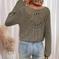 Topjes & Shirts Dames*Violetta - Elegante zomerse gebreide top met V-hals voor dames