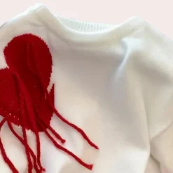 Truien & Vesten Dames*VIRGINIA - Elegante Zomerse Trui voor Dames Wit Rood