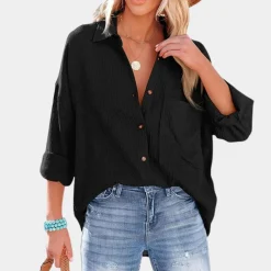 Blazers & Blouses Dames*Viviana - Luchtige dames zomerblouse met zak voor zonnige dagen