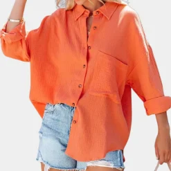 Blazers & Blouses Dames*Viviana - Luchtige dames zomerblouse met zak voor zonnige dagen