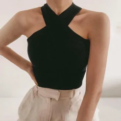 Topjes & Shirts Dames*WAVERLY - Elegante zomertop met gekruiste band Zwart