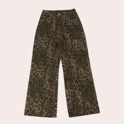 Broeken & Rokken Dames*Xenobia - Dames modieuze zomerjeans met print Luipaard