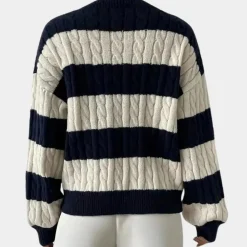 Truien & Vesten Dames*Yamina - Dames Elegante V-Hals Gestreepte Zomerse Trui