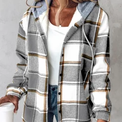 Jassen Dames*Zelina - Lichte geruite jas met capuchon voor dames, perfect voor lente en zomer