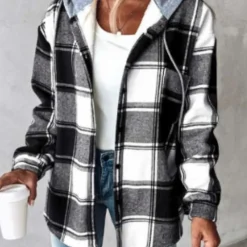 Jassen Dames*Zelina - Lichte geruite jas met capuchon voor dames, perfect voor lente en zomer