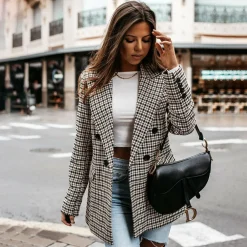 Blazers & Blouses Dames*ZENDAYA - Stijlvolle klassieke zomerblazer Geruit