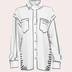 Topjes & Shirts Dames*Zenobia - Stijlvol Langarmshirt voor Dames - Perfect voor de Lente en Zomer Wit