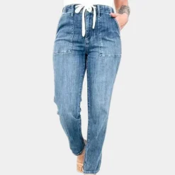 Broeken & Rokken Dames*Zomerse broek met hoge taille en koord voor dames