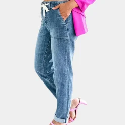 Broeken & Rokken Dames*Zomerse broek met hoge taille en koord voor dames