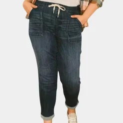 Broeken & Rokken Dames*Zomerse broek met hoge taille en koord voor dames