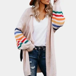 Truien & Vesten Dames*Zomerse damescardigan met regenboogprint