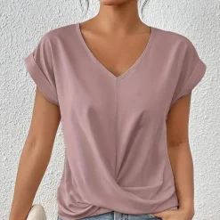 Topjes & Shirts Dames*Zomerse dameshemd met v-hals