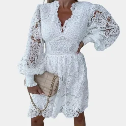 Jurken & Jumpsuits Dames*Zomerse kanten midi-jurk voor dames