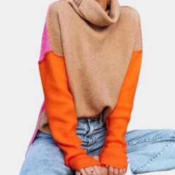 Truien & Vesten Dames*Zomerse kleurbloktrui voor dames Bruin