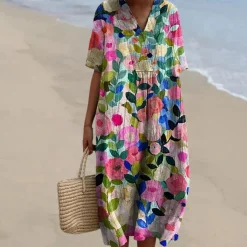 Jurken & Jumpsuits Dames*Zomerse kleurrijke bloemenjurk voor dames