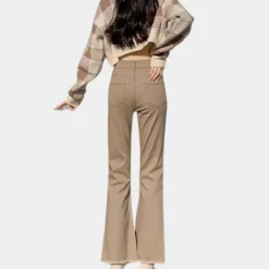 Broeken & Rokken Dames*Zomerse uitlopende denim broek voor dames Abrikoos